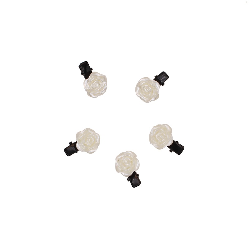 Kẹp tóc Hàn Quốc hoa hồng trắng mini xinh xắn cho nữ (1 cái)