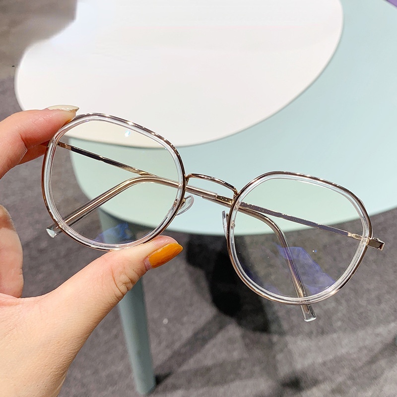 Mắt kính gọng oval trong suốt phong cách thời trang Hàn Quốc Unisex