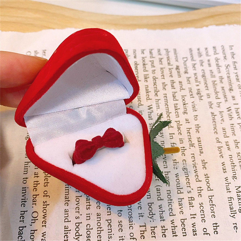 Hộp Đựng Trang Sức Hình Hoa Hồng Hợp Thời Trang hộp đựng nhẫn gấu dâu Hộp Đựng Nhẫn Cưới Hình Quả Dâu Màu Đỏ Mini Đáng Yêu Sáng Tạo strawberry box