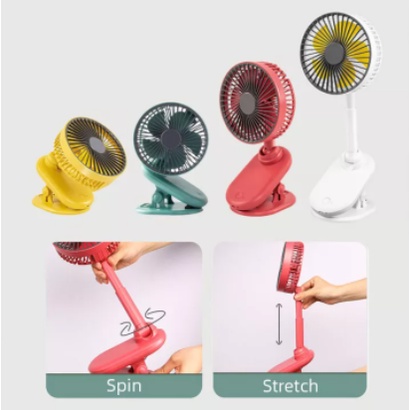 🧶Tặng khẩu trang🧶 Quạt tích điện kẹp bàn, quạt kẹp xe đẩy cho bé mini sạc USB xoay 360 độ XM66-29