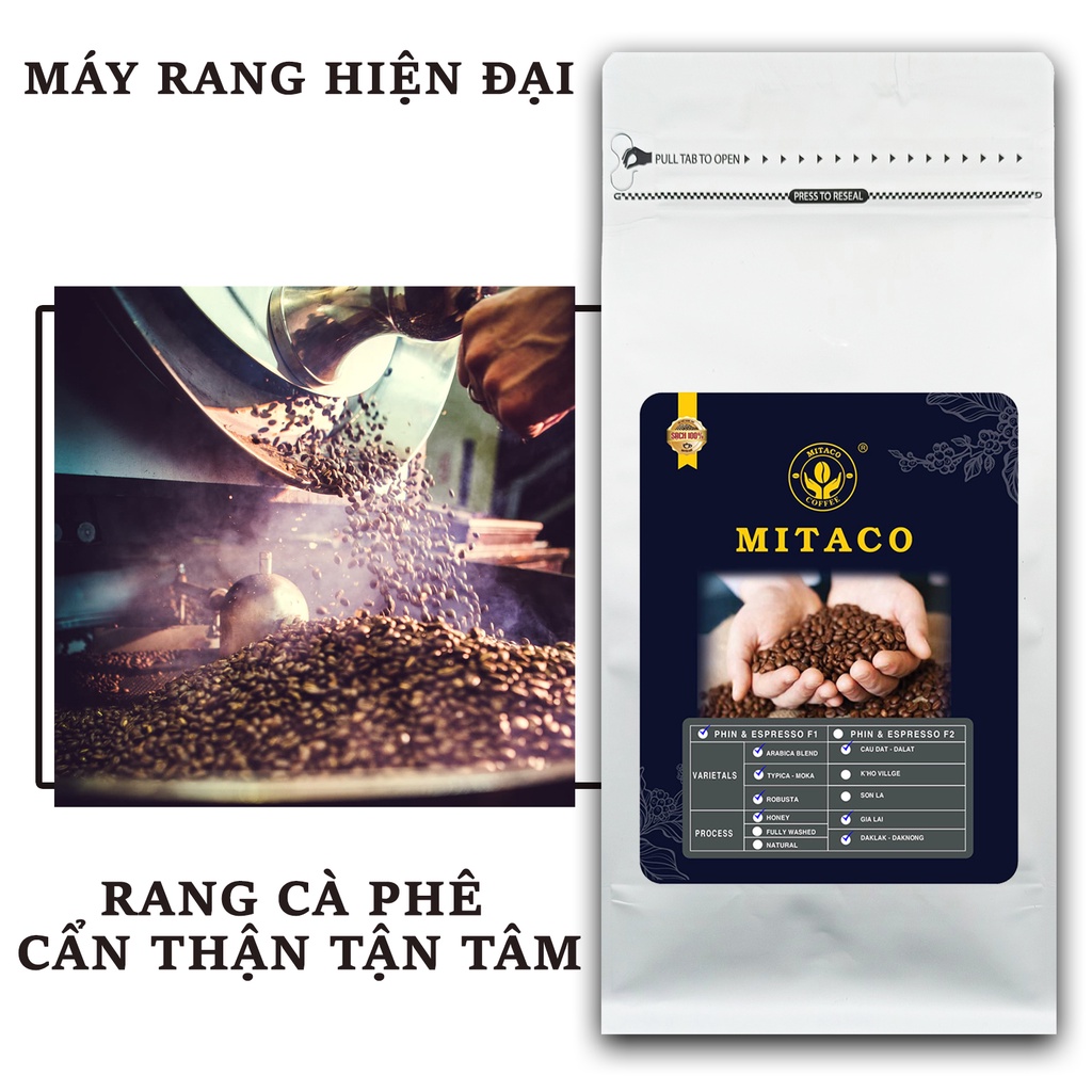 Cà phê nguyên chất Thượng Hạng F1 MITACO COFFEE (Gói 1kg)