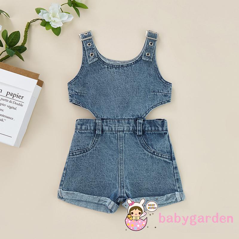 Bộ Áo Liền Quần Cổ Vuông Không Tay Màu Trơn Dành Cho Bé Gái 6 Tháng Tuổi