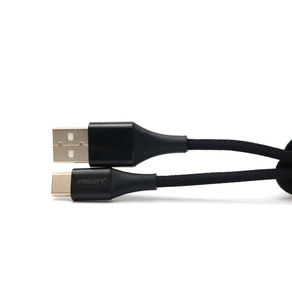 Cáp Pisen USB Type-C Braided 1.2m, giao màu ngẫu nhiên - Hàng chính hãng