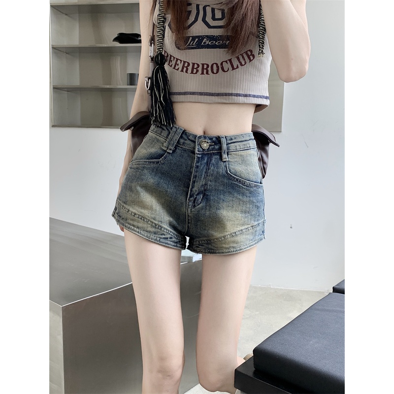Quần Short denim Thời Trang retro Đơn Giản Dễ Phối Đồ Kiểu Hàn Quốc