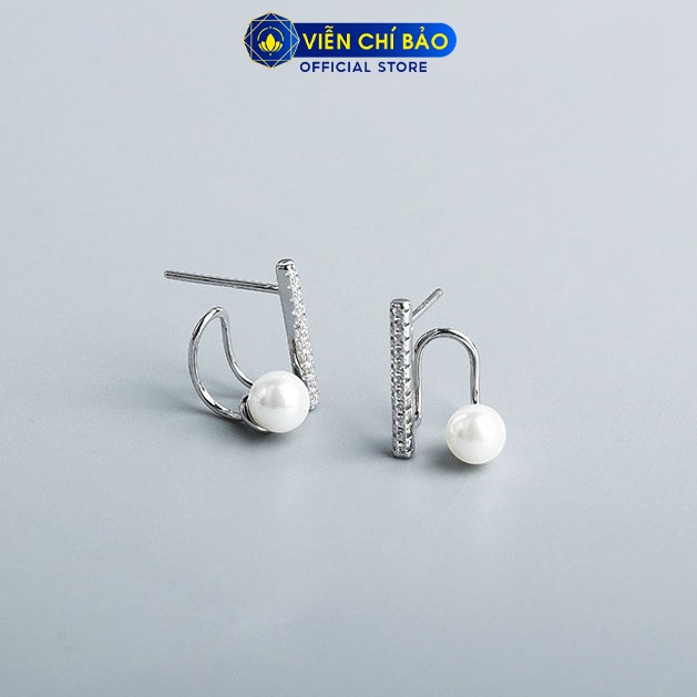 Khuyên tai bạc nữ Hạt châu đính đá chất liệu bạc 925 thời trang phụ kiện trang sức nữ Viễn Chí Bảo B400600