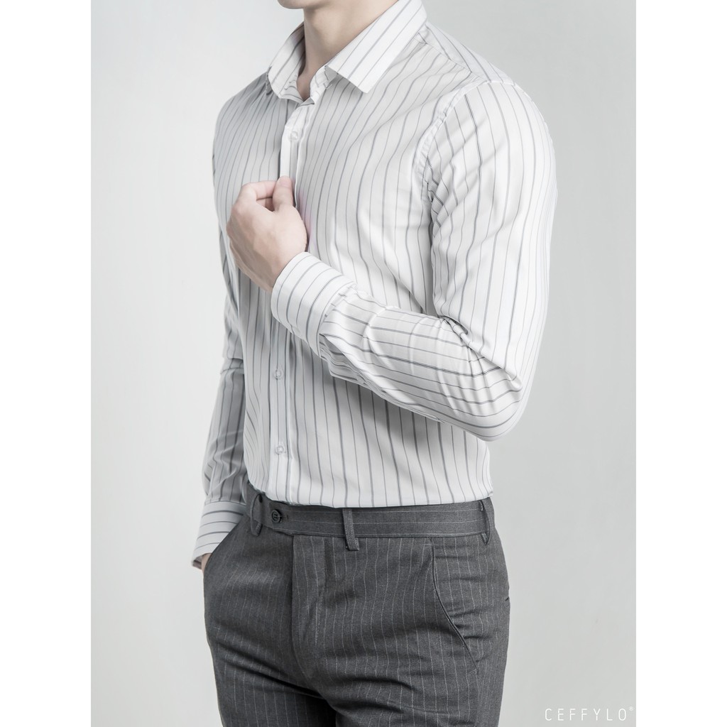 Áo Sơmi Kẻ CEFFYLO 2 Vải Cotton Cao Cấp Co Giãn Nhẹ 3 Màu | BigBuy360 - bigbuy360.vn