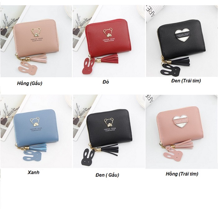 Bóp Da Nữ Mini Thời Trang Cao Cấp Nhiều Màu Siêu Cute, Ví Nữ Mini FOREVER YOUNG 1 Dây Khóa Nhỏ Gọn Tiện Dụng LV01