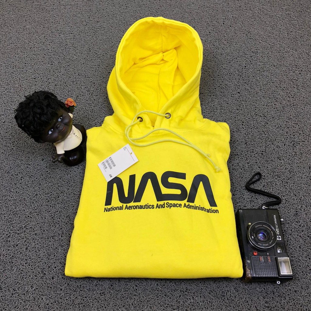 Áo Khoác Hoodie In Logo Nasa Màu Vàng Nhạt Thời Trang Cao Cấp