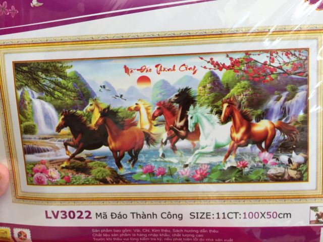 Tranh thêu 3D mã đáo thành công lv3023 lv3022