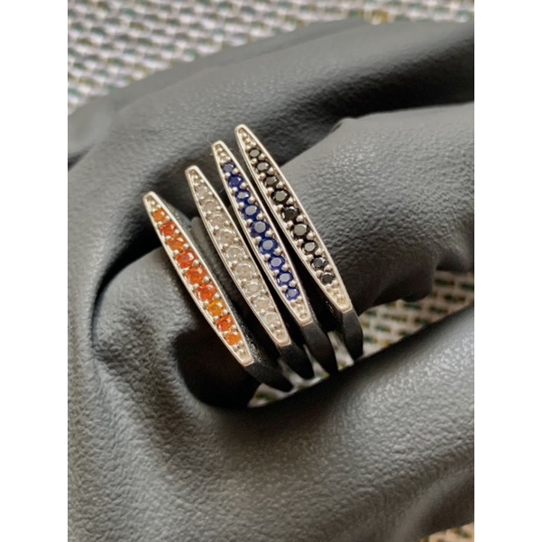 Nhẫn Chrome Heart Square Diamond bạc 4 màu đá fullbox.