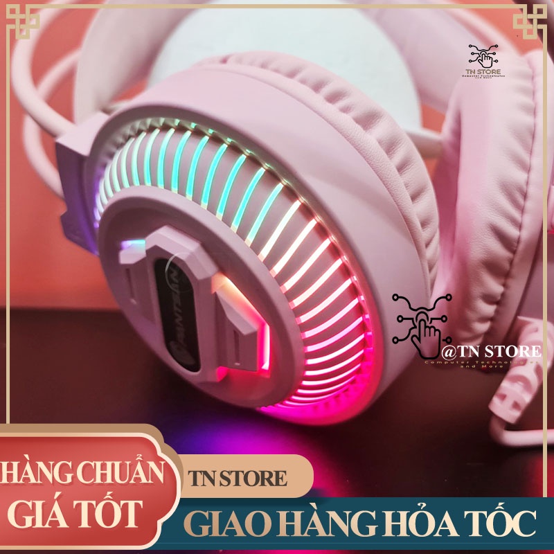 TAI NGHE tai mèo MÀU HỒNG GAMING LED 7 MÀU CÓ MIC Tn Store