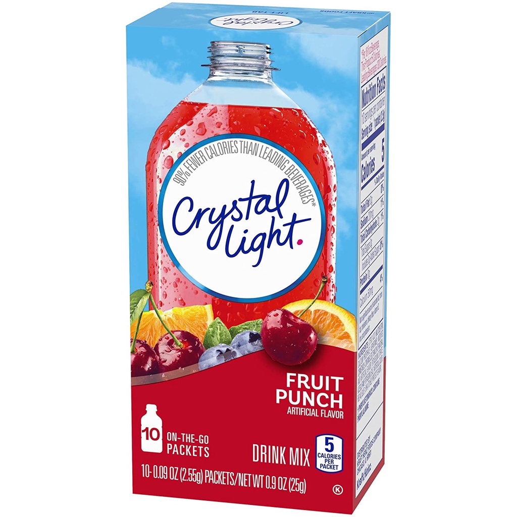 Bột pha nước vị trái cây Crystal Light  - 1 HỘP gồm 10 gói nhỏ