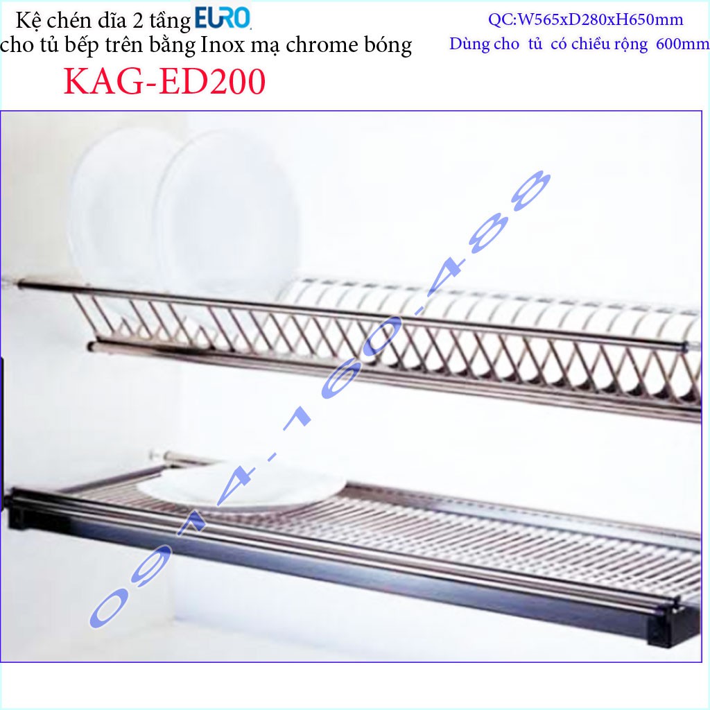 Kệ chén dĩa âm tủ KAG-ED200 - 56.5cm, Kệ chén bát chữ V 2 tầng Euro  56.5cm  có khay hứng nước thiết kế đẹp tiện dụng