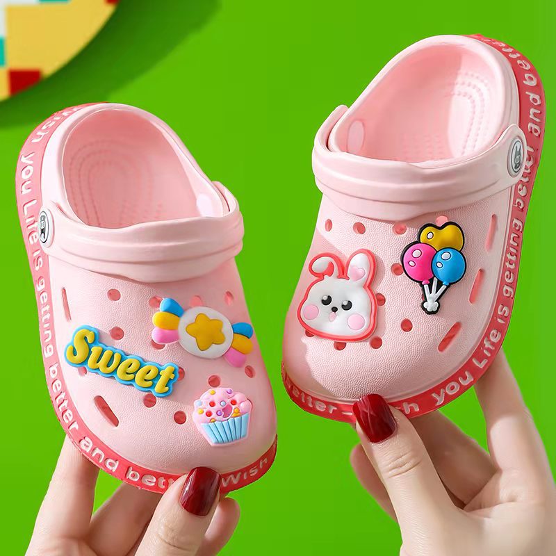 Dép sục kèm charm hình gấu thỏ cho bé trai bé gái, sục cross sticker siêu dễ thương Tulastore