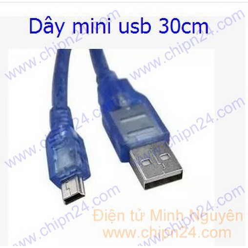 [1 SỢI] Dây USB Mini 2.0 30cm Xanh (Cáp lập trình Arduino Nano 30cm)