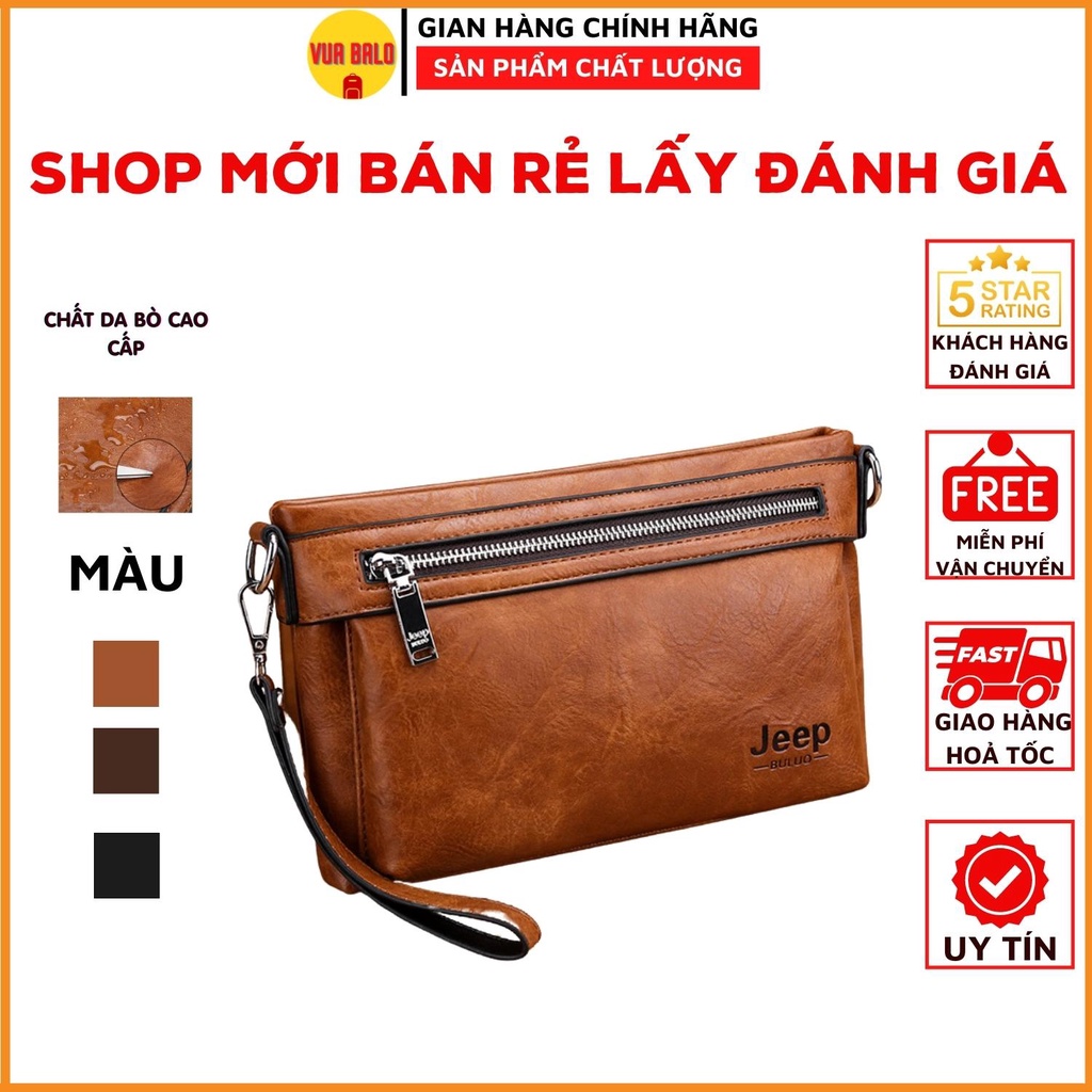 Ví Da Bò Cầm Tay Nam JEEP BULUO cao cấp SANG TRỌNG dùng khi đi chơi đi Mua sắm đi Du Lịch và dạo phố
