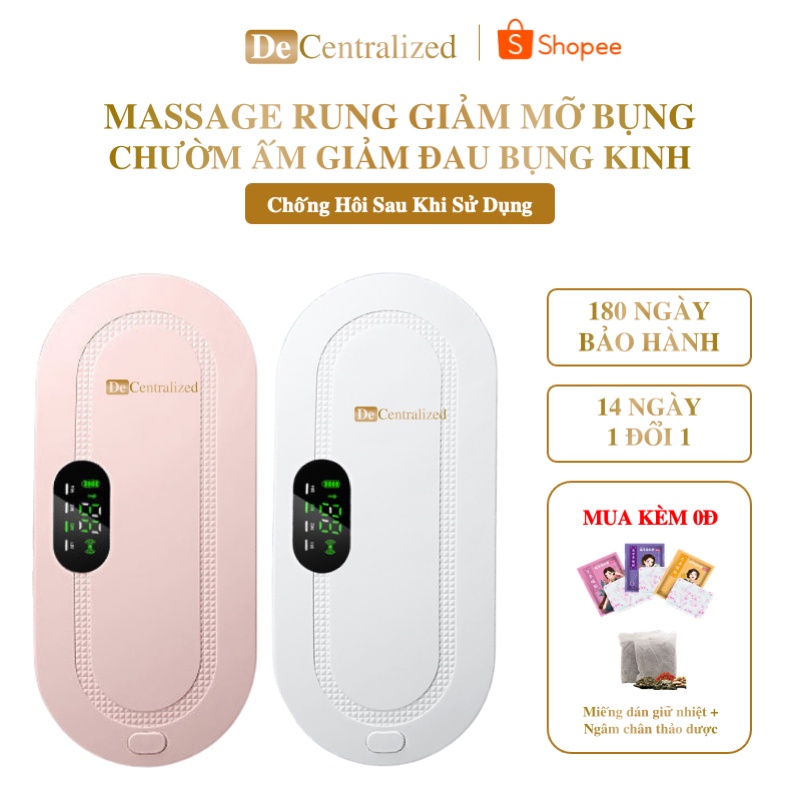 Máy Massage Bụng Giảm Mỡ Bụng Giảm Cân, Túi Chườm Nóng Đau Bụng Kinh Cho Nữ Màn Hình Hiển Thị Nhiệt Độ 3 Cấp Độ Sạc Pin