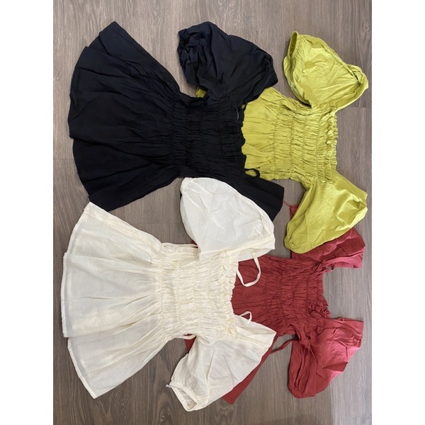 Áo Nữ dáng babydoll nhún ngực tay bồng tiểu thư m140