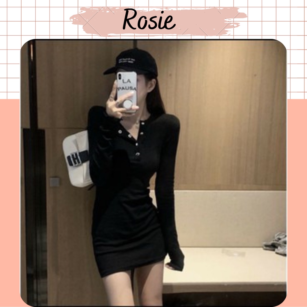 ROSIE - Đầm body tay ngắn/dài cúc bấm dáng ôm gợi cảm