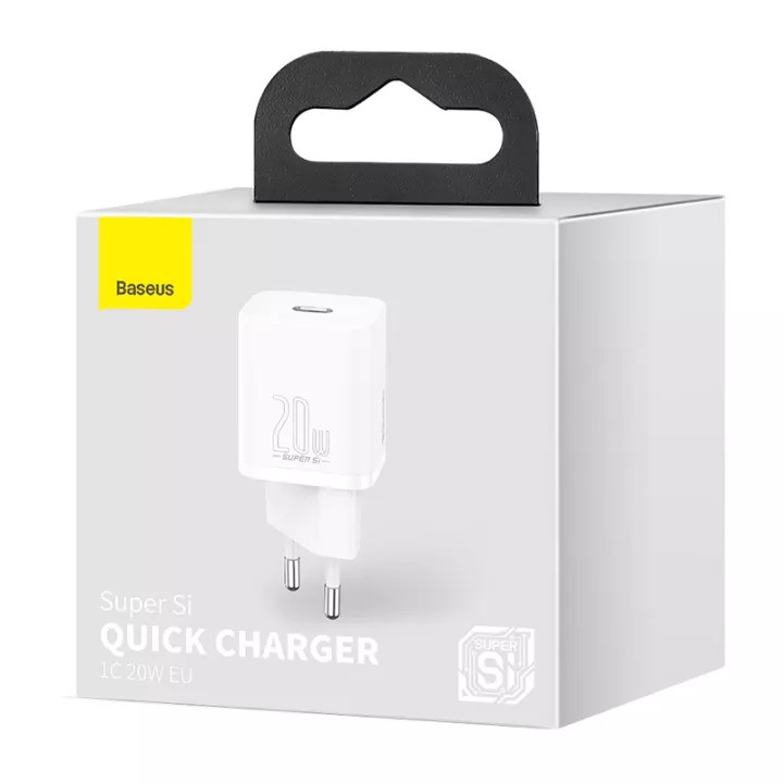 Củ sạc nhanh 20W Baseus Super Si Quick Charger chuôi tròn chất liệu cao cấp trang bị 1 cổng Type-C cho iPhone 12