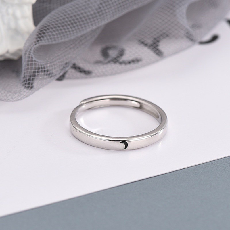 Nhẫn Hở Hình Mặt Trăng / Mặt Trời Xinh Xắn Nhẫn Cặp Hình Mặt Trời Mặt Trăng Ngôi Sao Đơn Giản Phong Cách Hàn