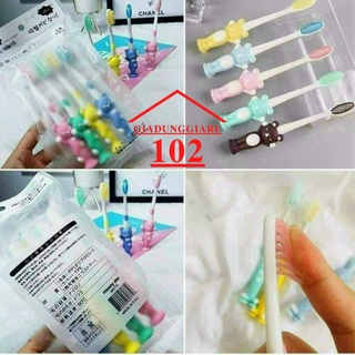 Bàn chải đánh răng trẻ em lông mềm mại không làm đau nướu, bàn chải đánh răng cho bé hình thú dễ thương