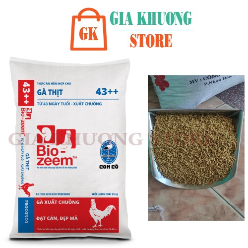 [ Hàng Chính Hãng] Cám hỗn hợp cho gà lớn gà lông màu từ gà trên 43 ngày tuổi Bio-zeem 43+(1 kg và 5 kg))