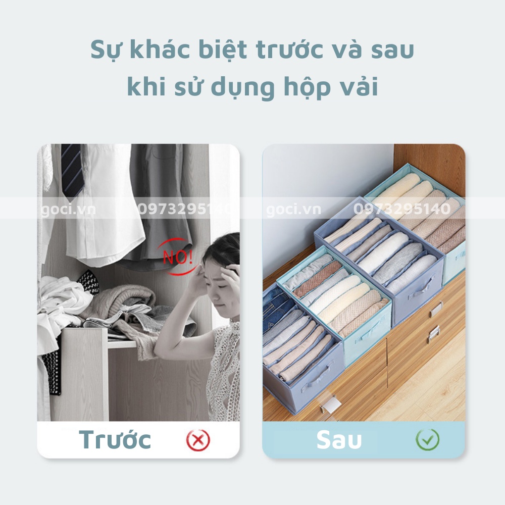 Hộp vải đựng quần sooc hè áo sơ mi tất vớ chia ngăn vải không dệt cao cấp gọn gàng ngăn nắp cho tủ đồ