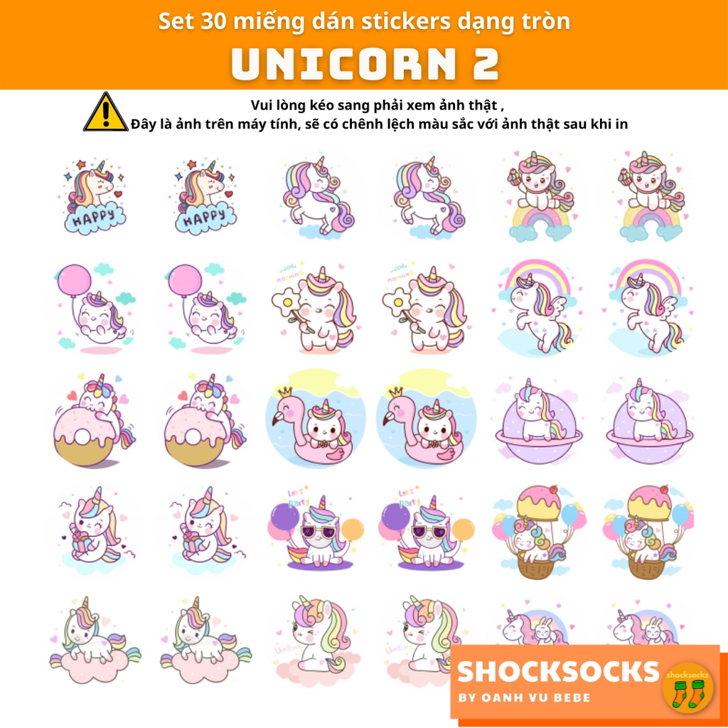 🔥30 hình dán sticker hình UNICORN 🔥