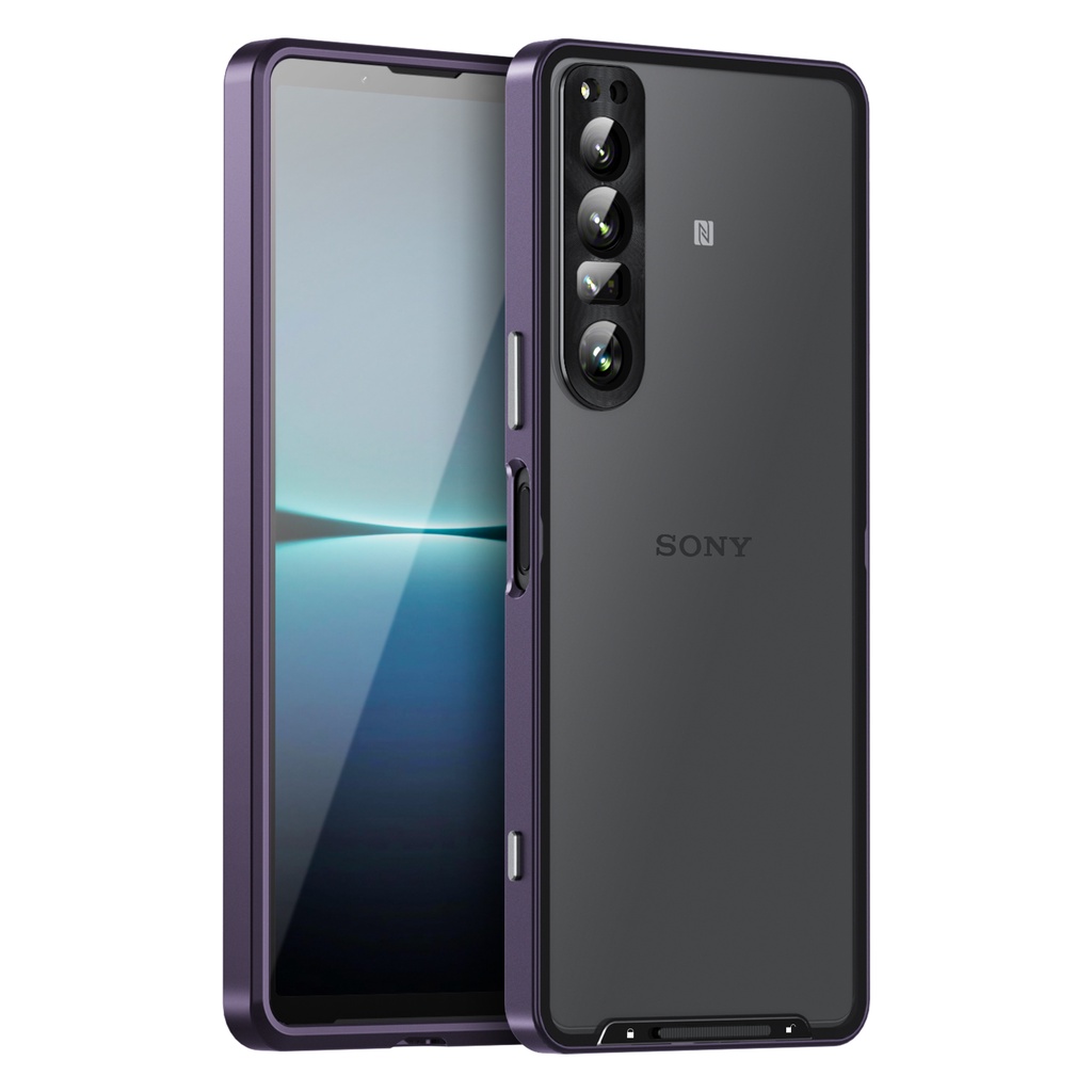 Ốp Điện Thoại Khung Hợp Kim Nhôm Màu Đen Bảo Vệ 360 Độ Cho Sony Xperia 1 IV