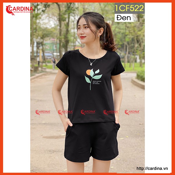 Đồ Bộ Nữ 𝐂𝐀𝐑𝐃𝐈𝐍𝐀 Bộ Cotton In Lá Quần Đùi, Áo Cộc Tay Cao Cấp Chính Hãng 1CF5