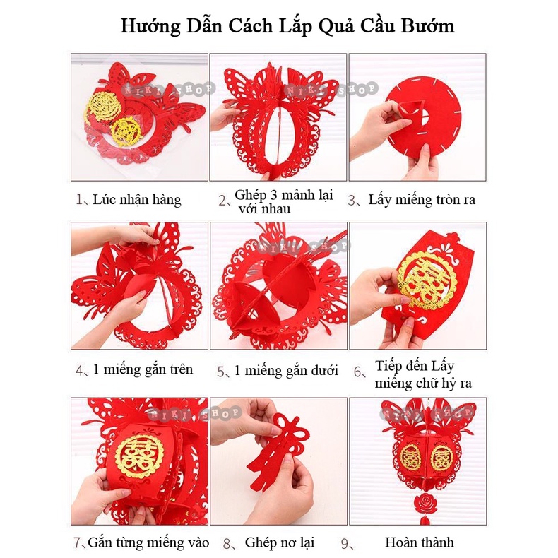 *BỘ 4 DÂY &amp; QUẢ CẦU TREO TRẦN NHÀ TRANG TRÍ ĐÁM CƯỚI -- TẶNG 5 MÓC TREO