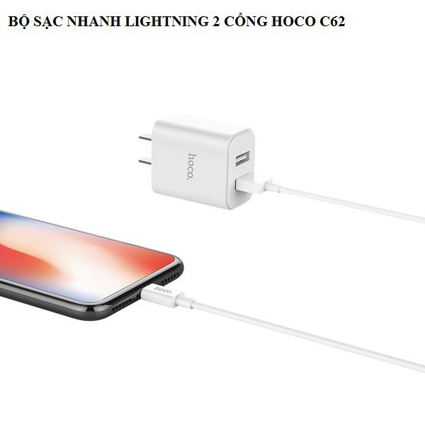 [Top tìm Kiếm] Bô Sạc Iphone | Củ Cáp Sạc Hoco C62 Chân Lightning | 41001