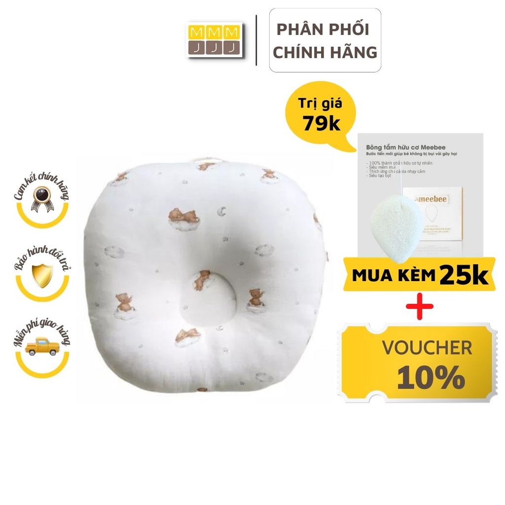 Gối chống trào ngược cho bé Mochee, gối chống trào vải xô họa tiết - MinJee
