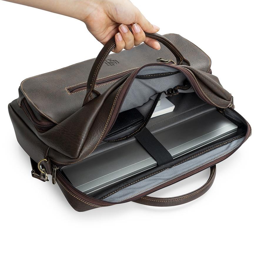 Cặp Da Công Sở, Cặp Đựng Laptop 15.6 Inch Hanama Leo T12 - 3 Lớp Chống Sốc | BigBuy360 - bigbuy360.vn