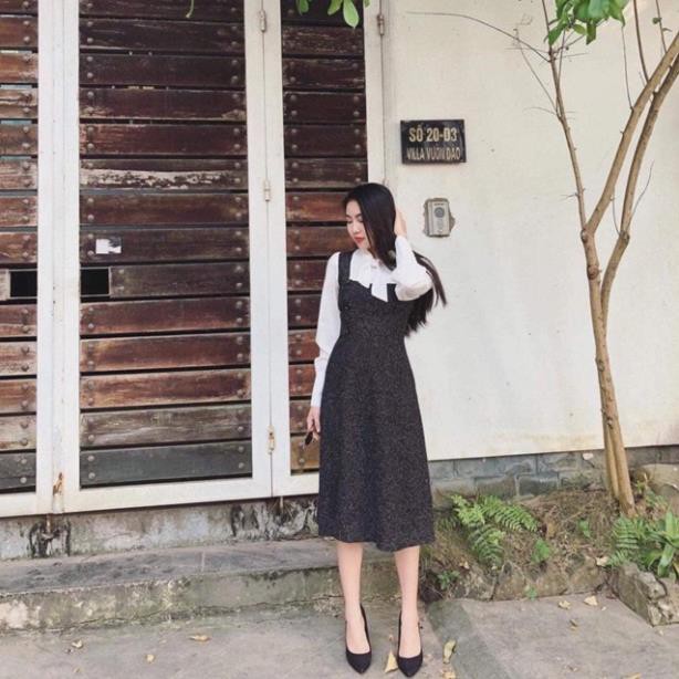 Đầm chữ A tay pha màu trắng - Váy thiết kế thời trang Hàn Quốc (hình thật/video)-Đầm công sở cao cấp Juka Đẹp ⚡ *