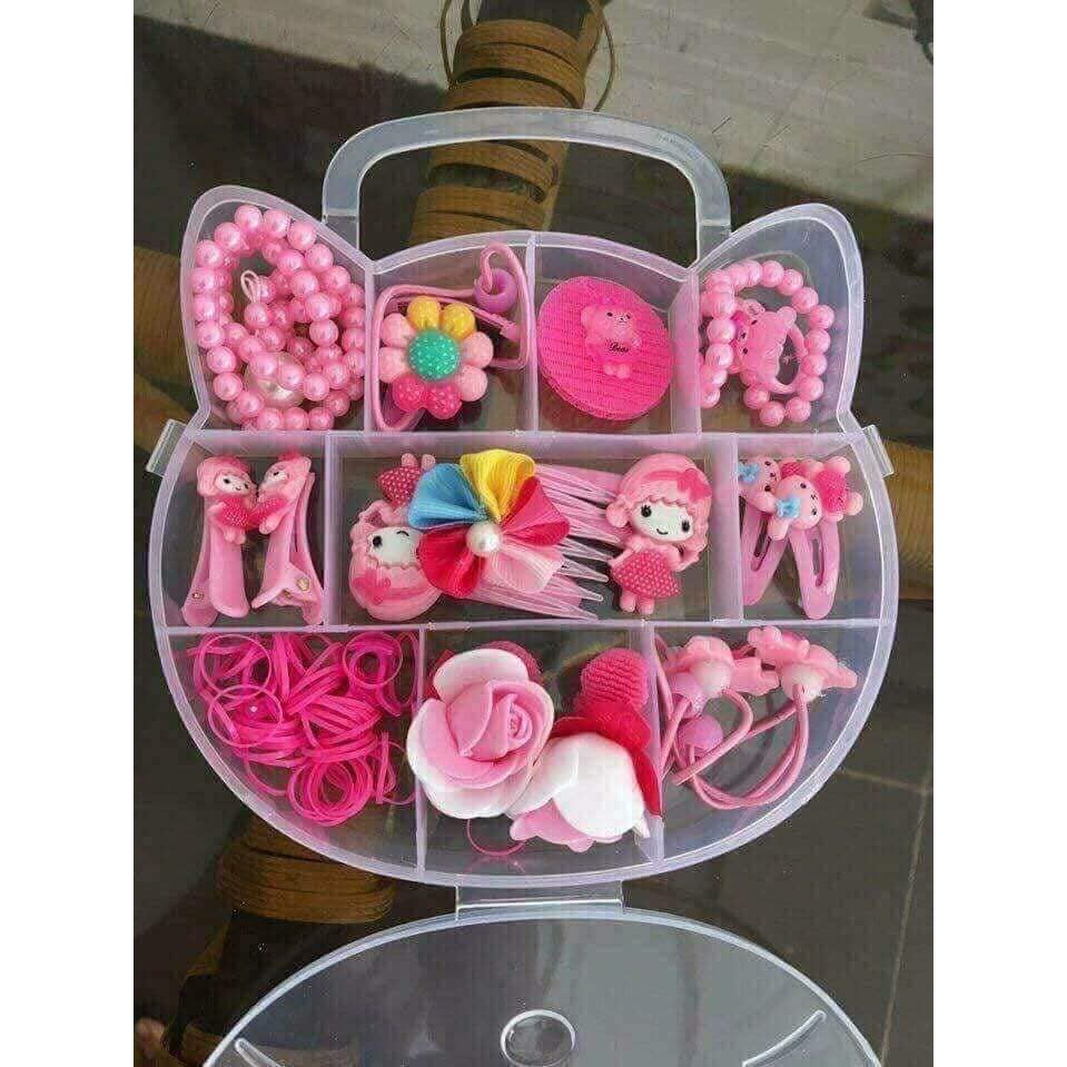 HỘP NƠ VÀ CHUN BUỘC TÓC HỘP NHỰA CHO BÉ