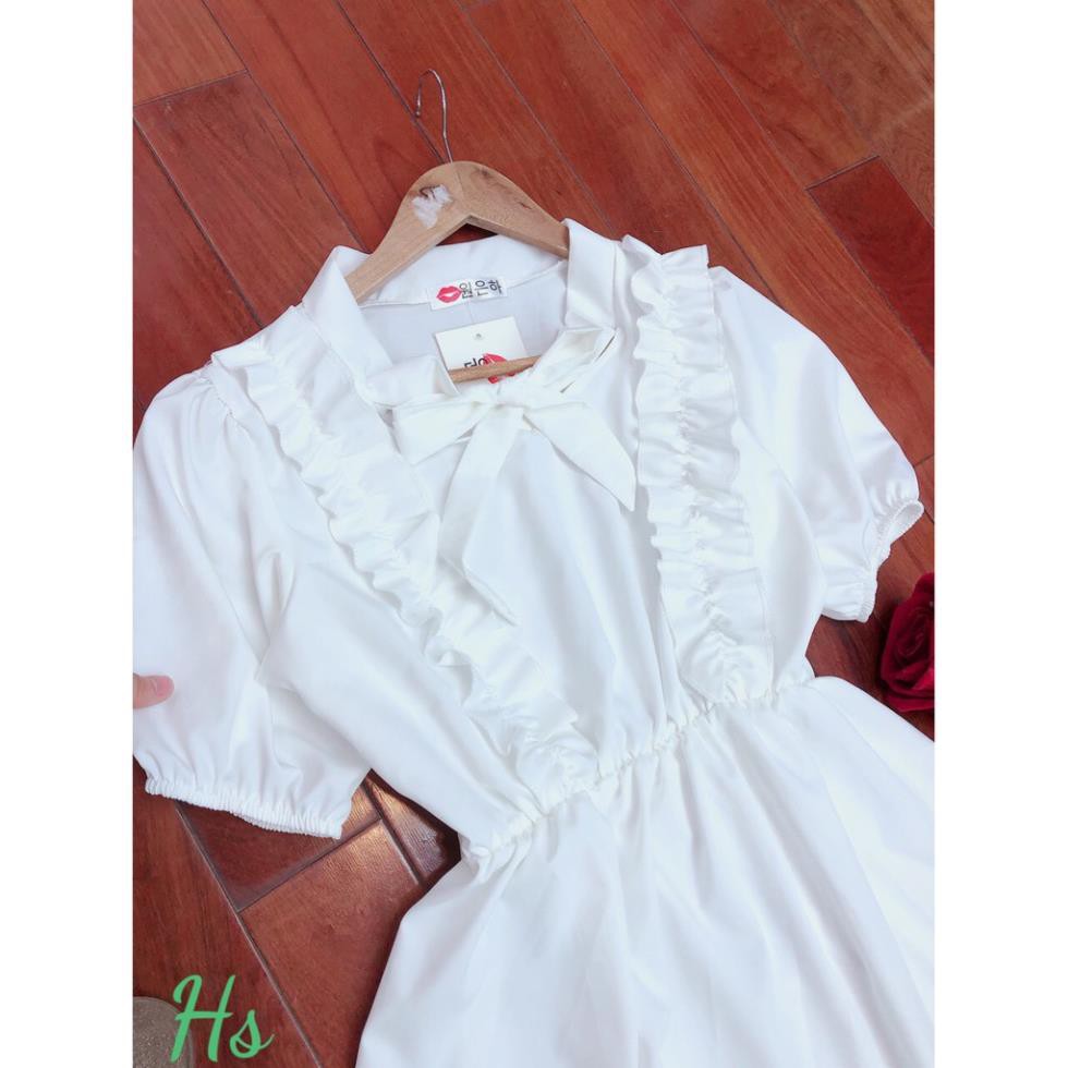 💃 Đầm Nữ Vai Bèo Cộc Tay Buộc Nơ Váy Trắng Chất Đũi Dáng Xòe Xinh Xẻo MUST HAVE ITEM Hè Này | BigBuy360 - bigbuy360.vn