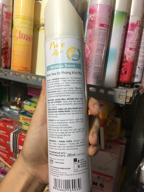 Xịt phòng pure air hương chanh xả/lavender/hoa lài/hoa hồng thơm phòng diệt muỗi 280ml