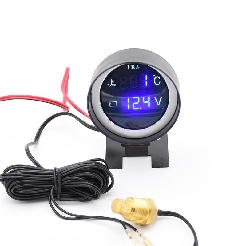 Đồng Hồ Kỹ Thuật Số Cảm Biến Nhiệt Độ Nước + Vôn Kế Voltura motor 2 Trong 1 12v 24v 12v