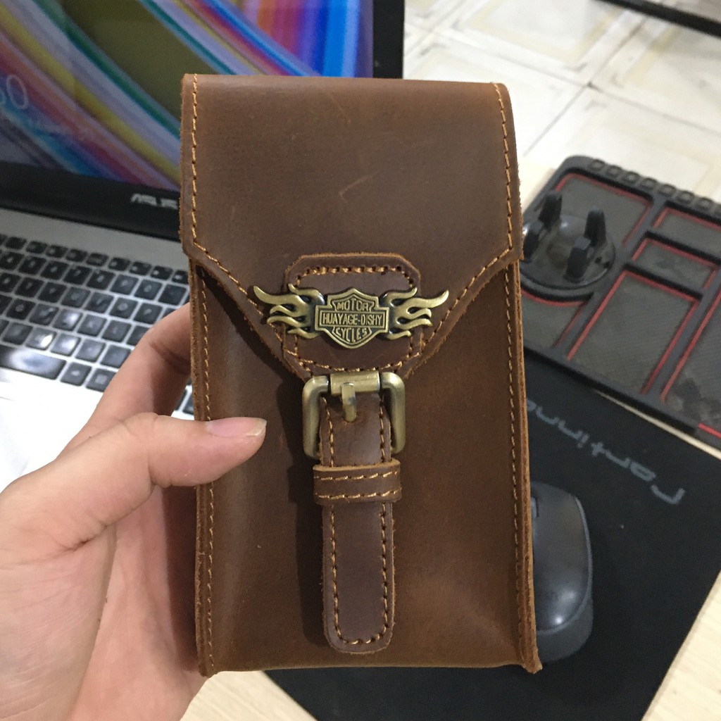 [Mã SKAMLTSM9 giảm 10% đơn 99K] Bao da điện thoại đeo thắt lưng da bò sáp nguyên tấm 6.3' , 6.5 , 6.7 inch | BigBuy360 - bigbuy360.vn