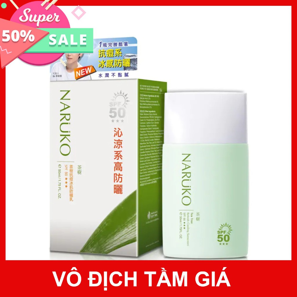 [ BẢN ĐÀI ] Kem Chống Nắng NARUKO Trà Tràm SPF 50 Mát Lạnh 50ml – Tea Tree