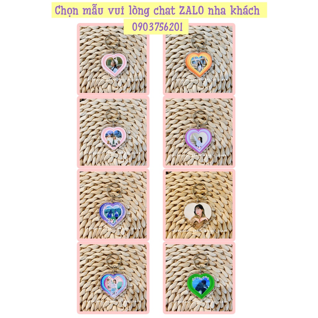 Móc Khóa Trong Suốt, móc khóa in hình chibi, móc khóa ảnh mini chất liệu Mica  in ảnh siêu dễ thương