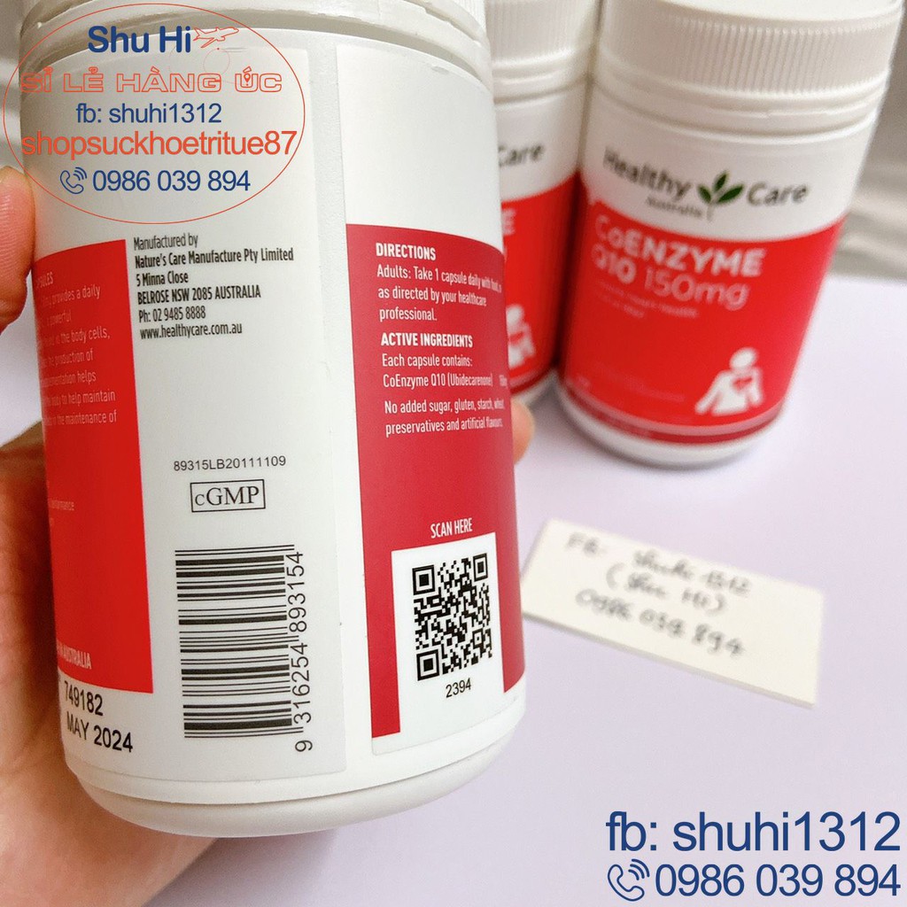 Viên uống bổ tim mạch healthy care coenzyme q10 150mg 100 viên úc