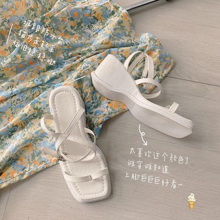 Giày sandal đế xuồng mũi vuông thời trang 2020 cho nữ