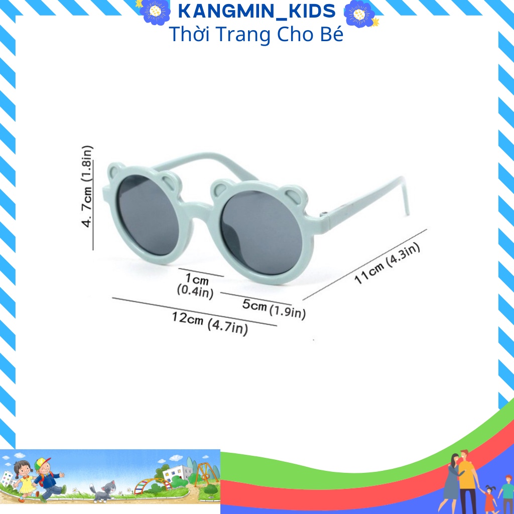 Kính cho bé Kangmin kids, kính cho bé trai bé gái kiểu Hàn Quốc K002, đồ cho bé trai bé gái từ 1-6 tuổi