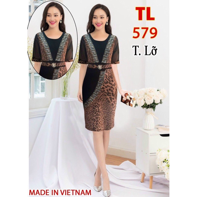 Đầm body trung niên thun kim sa