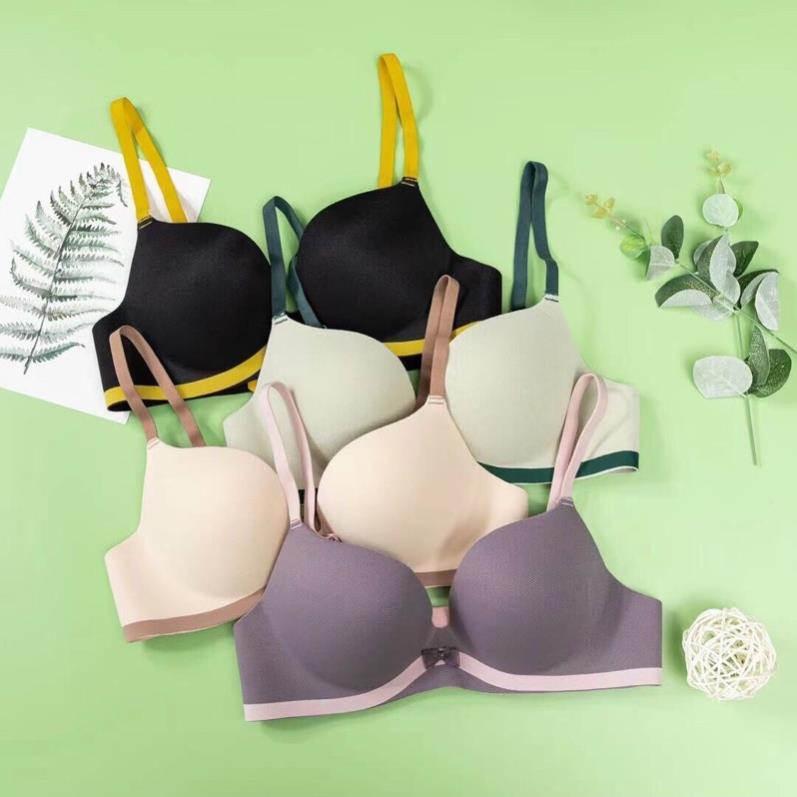 Áo Lót Nữ  Áo Ngực Nữ Đúc Su Thông Hơi Viền Màu Đính Nơ Nhỏ Tôn Vòng Một Gợi Cảm 276