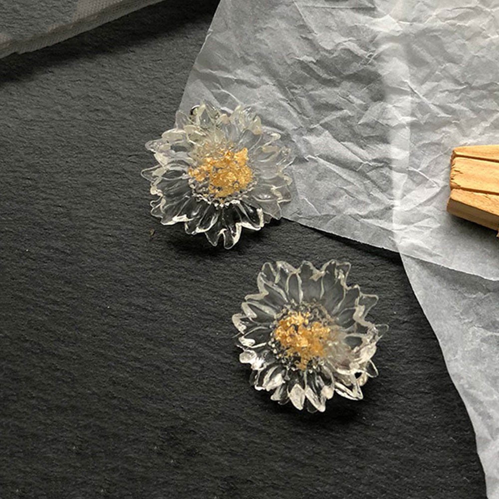 Khuyên kẹp vành tai hình hoa lớn bằng nhựa Resin không xỏ cho nữ