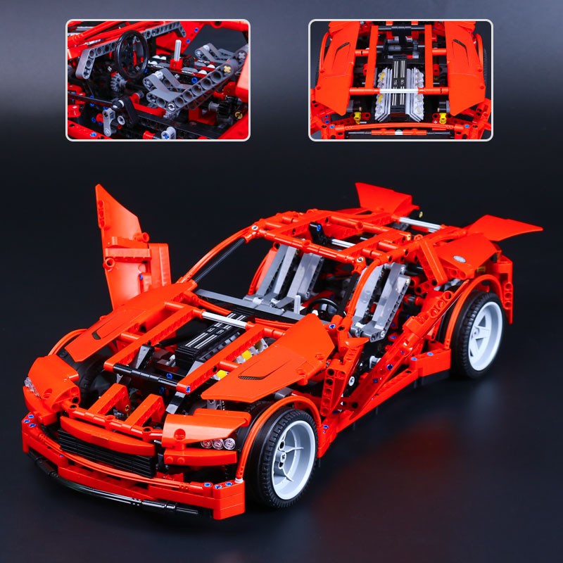 Bộ xếp hình lắp ráp Lego 1281 mảnh Lepin 20028 Ô tô siêu xe đỏ mở cánh chạy pin | LEPIN TECHNIC |